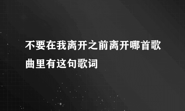 不要在我离开之前离开哪首歌曲里有这句歌词