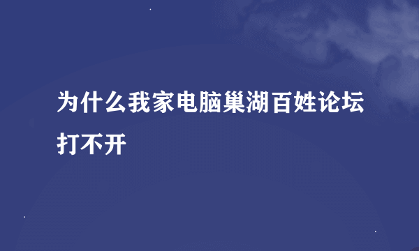 为什么我家电脑巢湖百姓论坛打不开