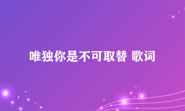 唯独你是不可取替 歌词