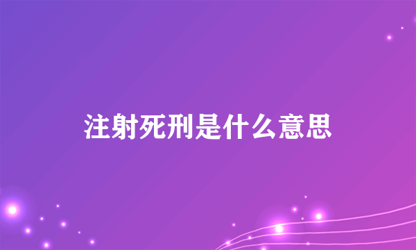 注射死刑是什么意思