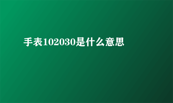 手表102030是什么意思