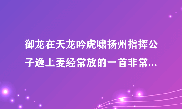 御龙在天龙吟虎啸扬州指挥公子逸上麦经常放的一首非常有节奏感的歌曲叫什么名字。求告诉