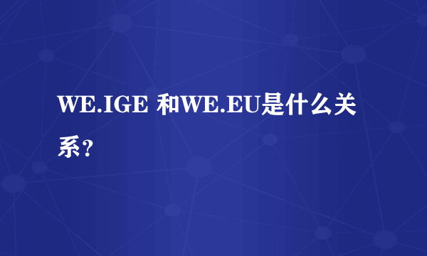 WE.IGE 和WE.EU是什么关系？