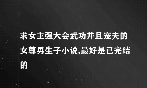 求女主强大会武功并且宠夫的女尊男生子小说,最好是已完结的