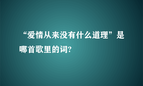 “爱情从来没有什么道理”是哪首歌里的词?