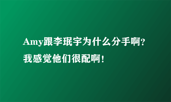 Amy跟李珉宇为什么分手啊？我感觉他们很配啊！