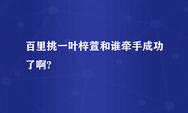 百里挑一叶梓萱和谁牵手成功了啊?