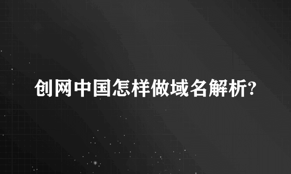 创网中国怎样做域名解析?