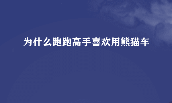 为什么跑跑高手喜欢用熊猫车