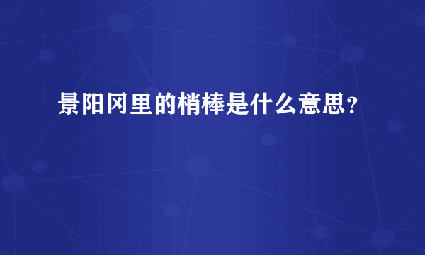 景阳冈里的梢棒是什么意思？