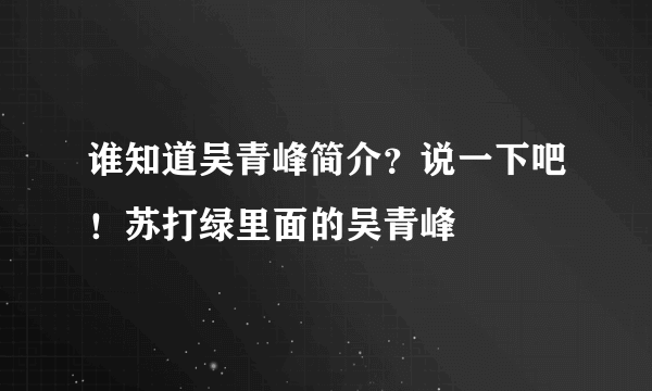 谁知道吴青峰简介？说一下吧！苏打绿里面的吴青峰