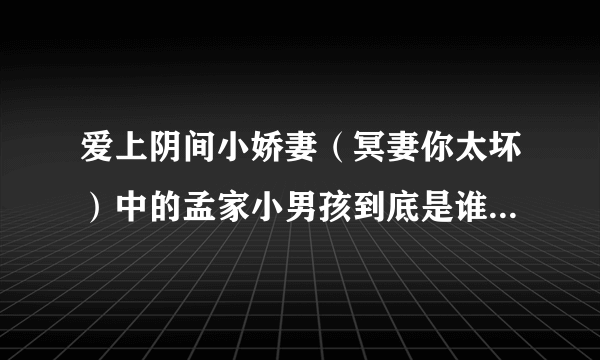 爱上阴间小娇妻（冥妻你太坏）中的孟家小男孩到底是谁，为什么后来就没有提到他