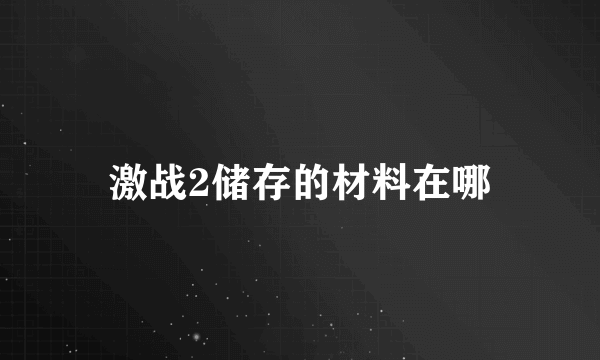 激战2储存的材料在哪