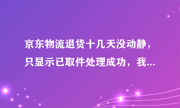 京东物流退货十几天没动静，只显示已取件处理成功，我该怎么办？