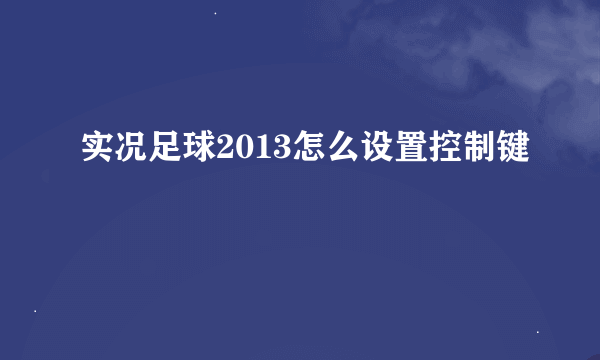 实况足球2013怎么设置控制键