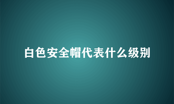 白色安全帽代表什么级别