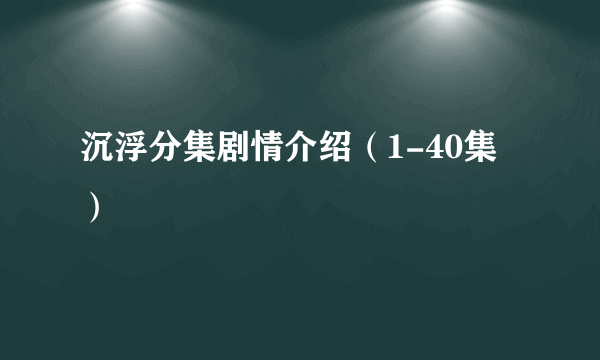 沉浮分集剧情介绍（1-40集）