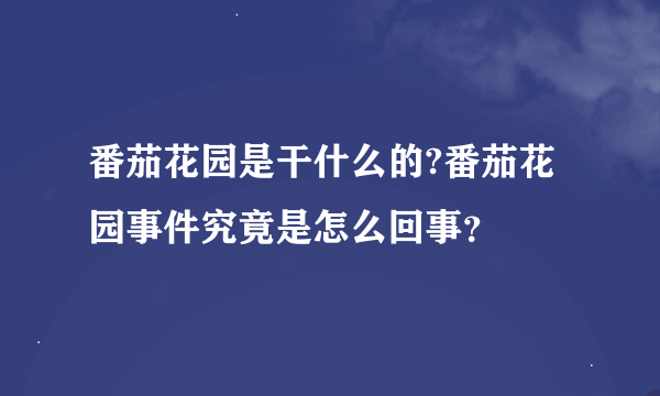 番茄花园是干什么的?番茄花园事件究竟是怎么回事？