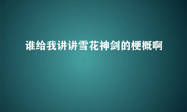 谁给我讲讲雪花神剑的梗概啊