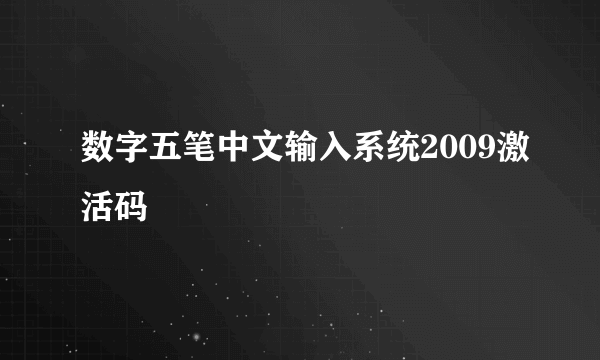 数字五笔中文输入系统2009激活码