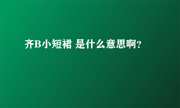 齐B小短裙 是什么意思啊？