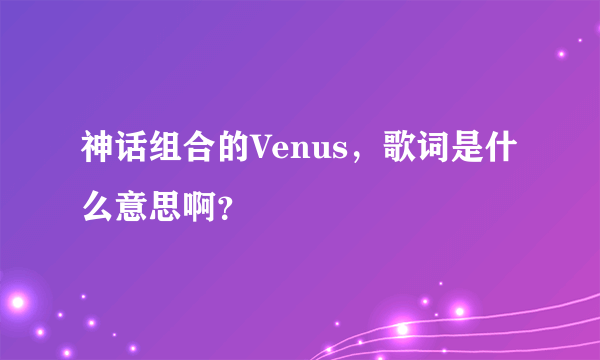 神话组合的Venus，歌词是什么意思啊？