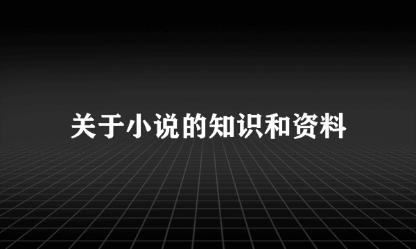 关于小说的知识和资料