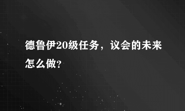 德鲁伊20级任务，议会的未来怎么做？