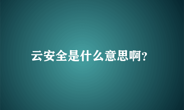 云安全是什么意思啊？