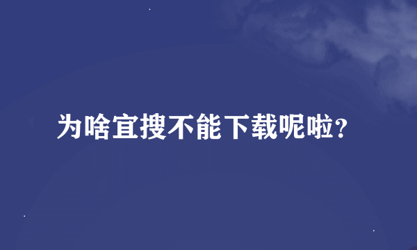 为啥宜搜不能下载呢啦？