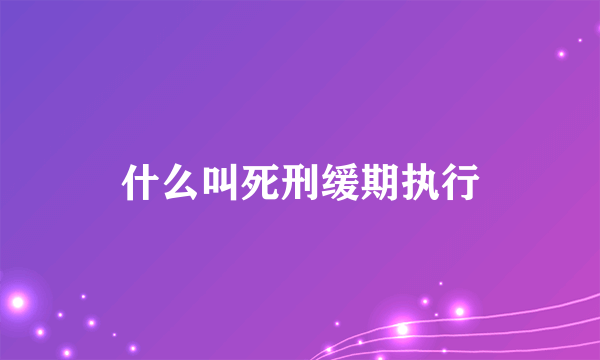 什么叫死刑缓期执行