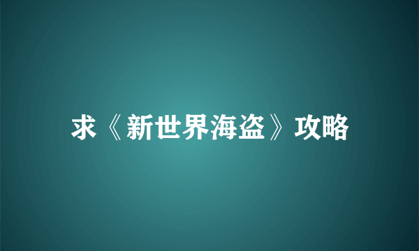 求《新世界海盗》攻略