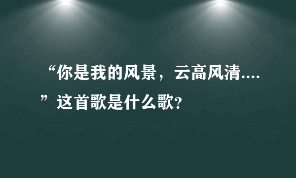 “你是我的风景，云高风清....”这首歌是什么歌？