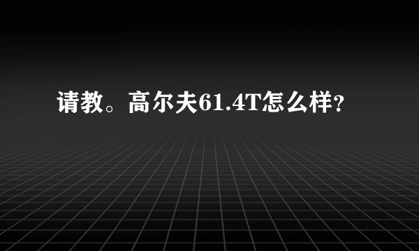 请教。高尔夫61.4T怎么样？