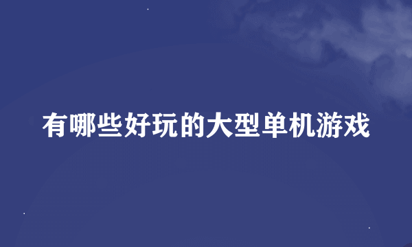 有哪些好玩的大型单机游戏