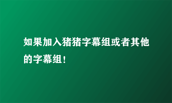 如果加入猪猪字幕组或者其他的字幕组！