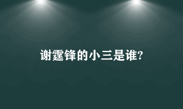 谢霆锋的小三是谁?