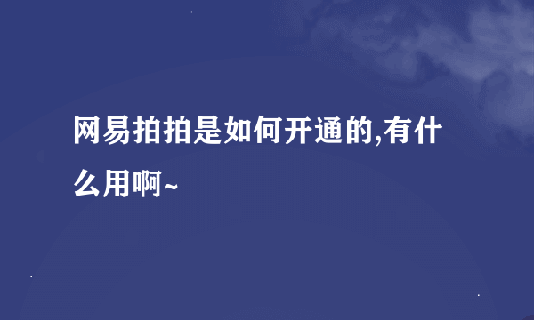 网易拍拍是如何开通的,有什么用啊~