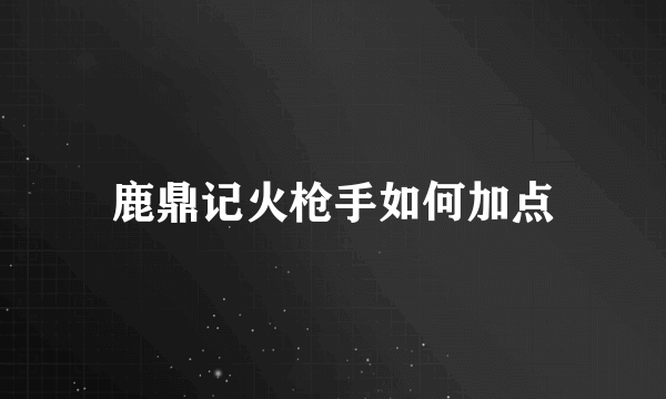 鹿鼎记火枪手如何加点