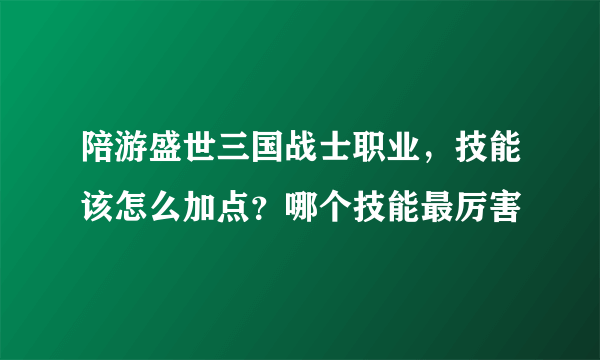 陪游盛世三国战士职业，技能该怎么加点？哪个技能最厉害