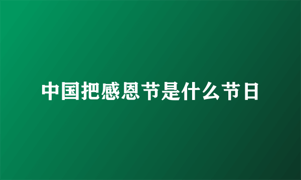 中国把感恩节是什么节日