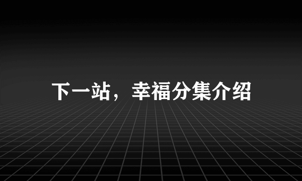 下一站，幸福分集介绍