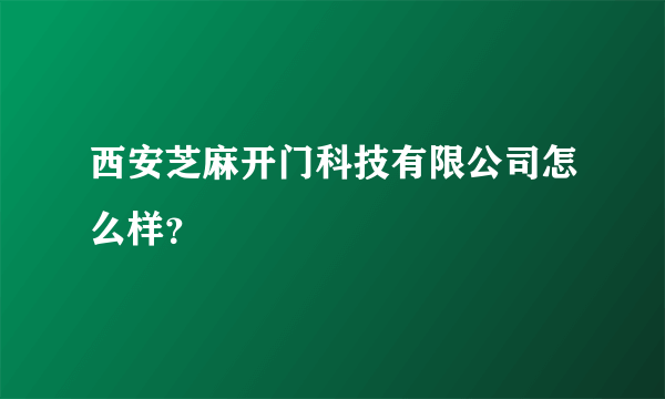 西安芝麻开门科技有限公司怎么样？