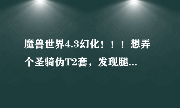 魔兽世界4.3幻化！！！想弄个圣骑伪T2套，发现腿是个裙子，不适合T，还有哪个护腿跟伪T2配套的？