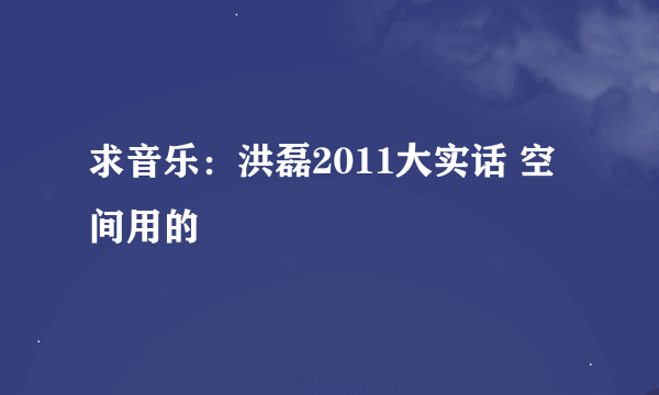 求音乐：洪磊2011大实话 空间用的