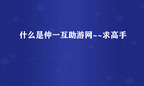 什么是仲一互助游网~~求高手