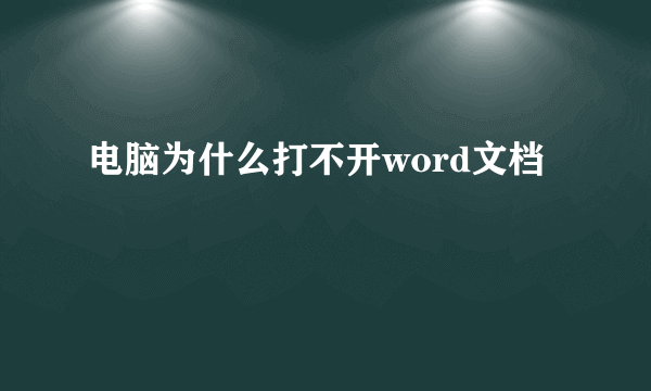 电脑为什么打不开word文档