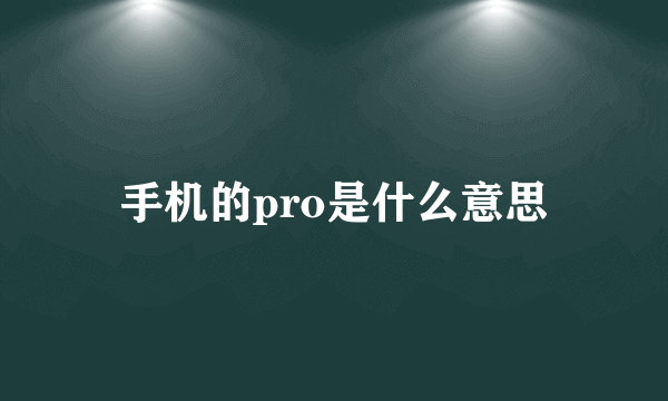 手机的pro是什么意思