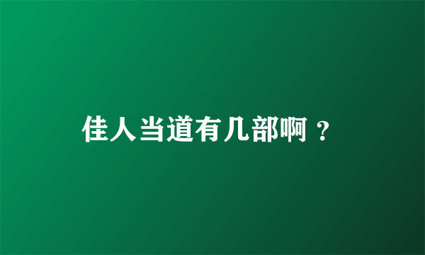 佳人当道有几部啊 ？