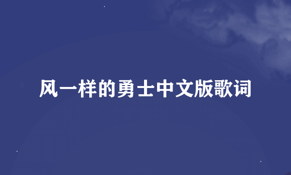 风一样的勇士中文版歌词